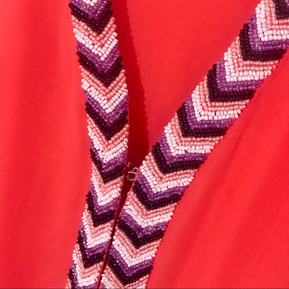Parker Womens Silk Tank Top Beaded Orange Size XS Asymmetric Hem Boho Resortwear - Picture 5 of 14